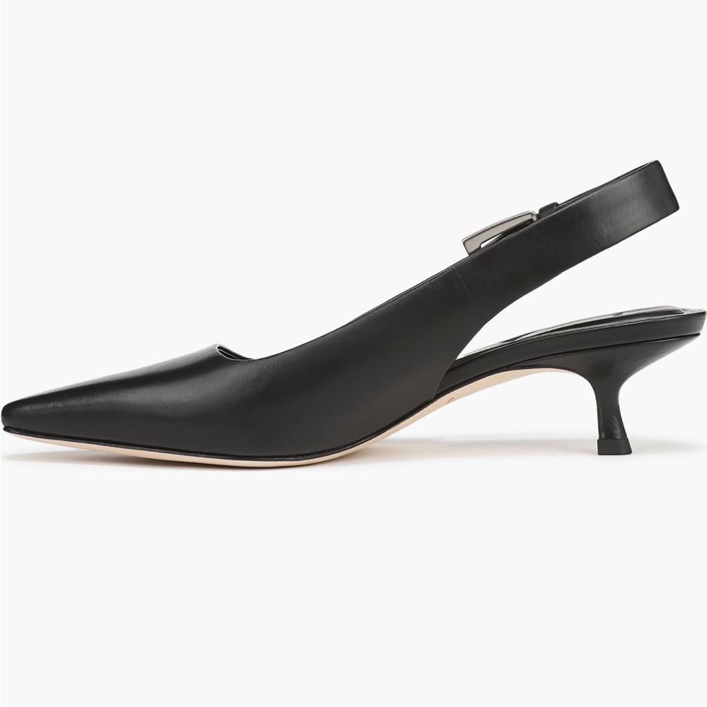 Vince Black Shasta Kitten Heel Slingback Heels - Picture 3 of 10